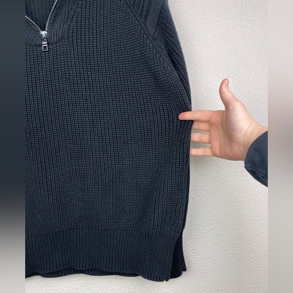 525 America Women's Small Nina 3/4 Zip Sweater Chunky Knit Turtleneck BLACK Pop - Picture 10 of 16